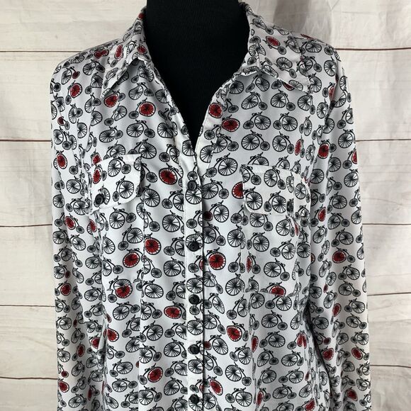 Coral Bay Shirt Blouse Collar Roll-up Long-sleeved pockets Bikes Retro - Picture 4 of 16